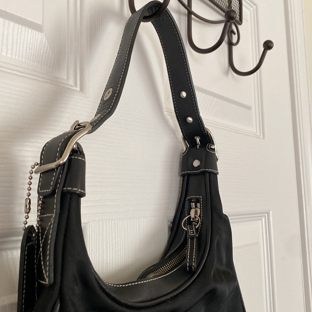 Coach Black Nylon Bag Hobo Vintage Rare Shoulder Handbag Used Y2K - Picture 6 of 12